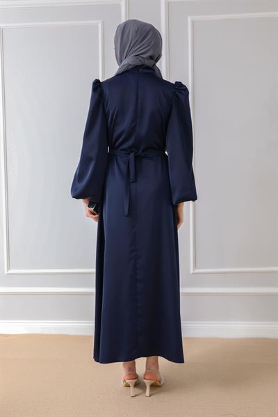 Saten Davet Elbisesi - Lacivert