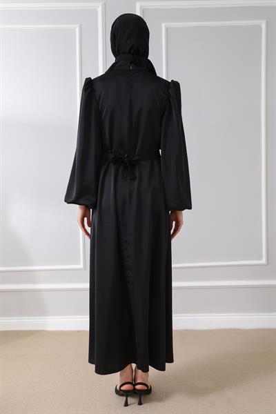 Saten Davet Elbisesi - Siyah