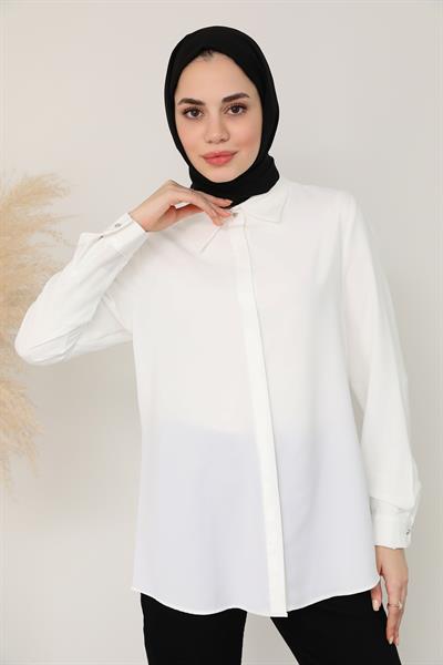 Saten Gömlek - Beyaz