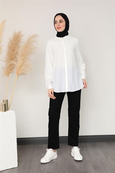 Saten Gömlek - Beyaz