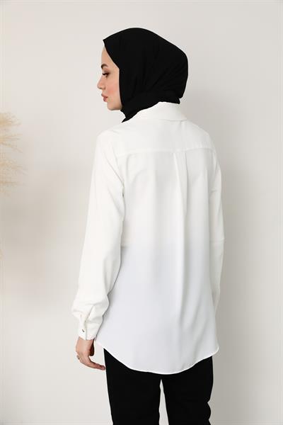 Saten Gömlek - Beyaz