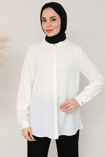 Saten Gömlek - Beyaz