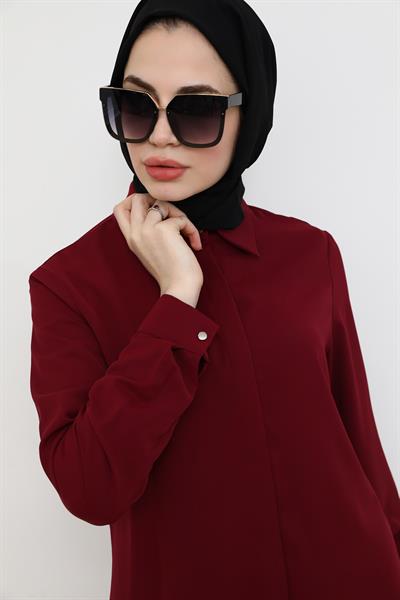 Saten Gömlek - Bordo