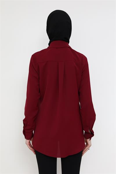 Saten Gömlek - Bordo
