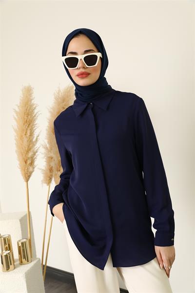 Saten Gömlek - Lacivert