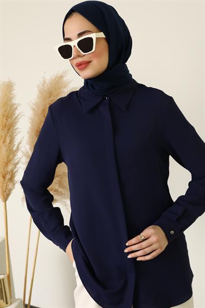 Saten Gömlek - Lacivert