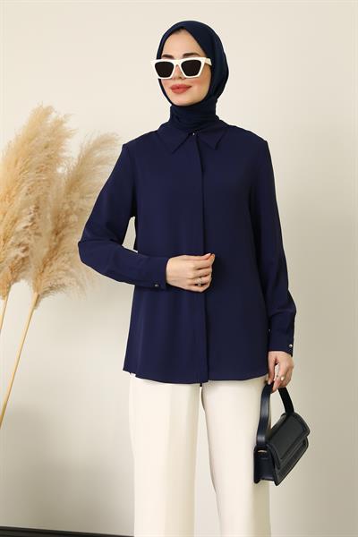 Saten Gömlek - Lacivert