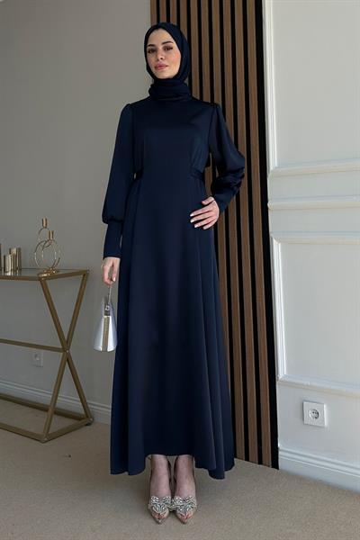 Saten Kuşaklı Abiye - MAVİ
