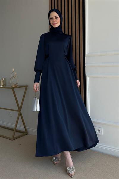Saten Kuşaklı Abiye - MAVİ