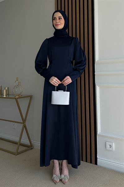 Saten Kuşaklı Abiye - MAVİ