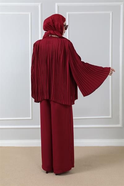 Şifon Takım - Bordo