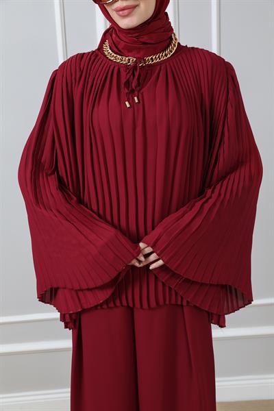 Şifon Takım - Bordo