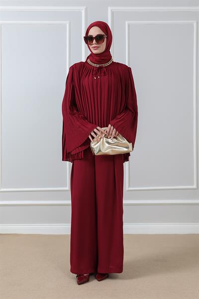 Şifon Takım - Bordo