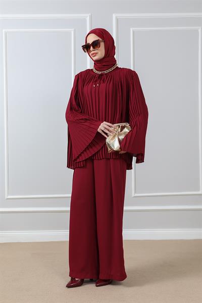 Şifon Takım - Bordo