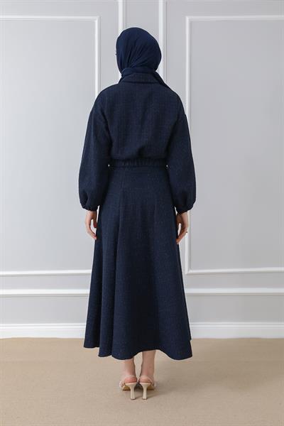 Taş Düğmeli Tüvit Takım - Lacivert