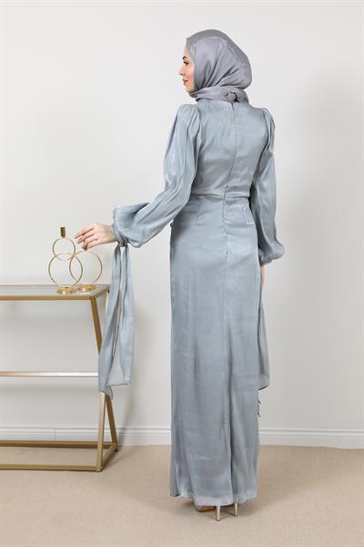 Tasarım Tül Abiye - Gri