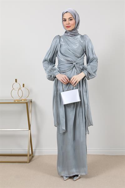 Tasarım Tül Abiye - Gri
