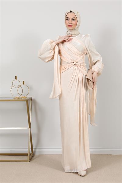 Tasarım Tül Abiye - Krem
