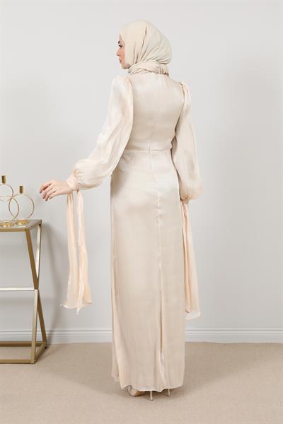 Tasarım Tül Abiye - Krem