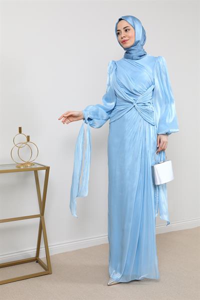 Tasarım Tül Abiye - Mavi