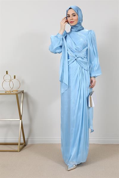 Tasarım Tül Abiye - Mavi