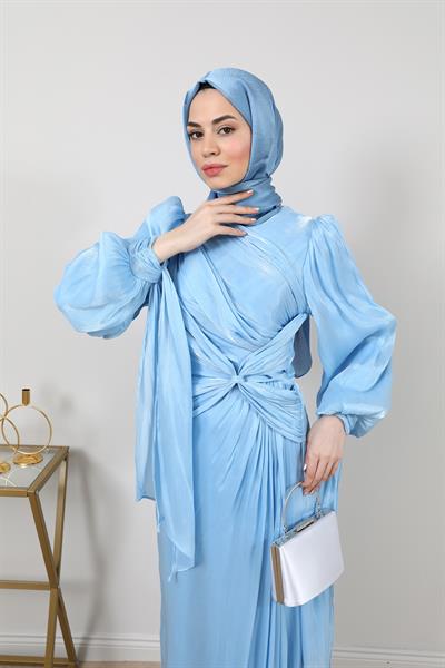 Tasarım Tül Abiye - Mavi