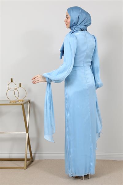 Tasarım Tül Abiye - Mavi