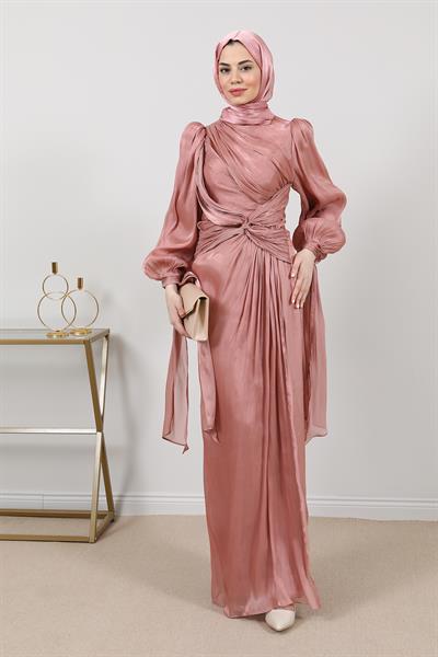 Tasarım Tül Abiye - Pudra