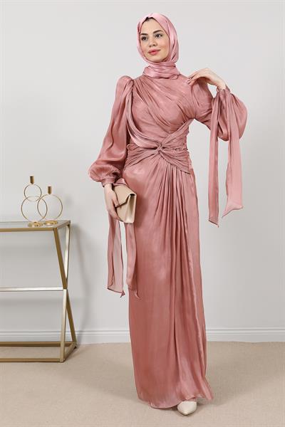 Tasarım Tül Abiye - Pudra