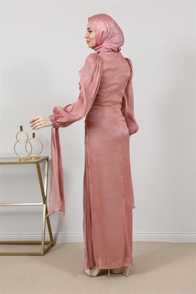 Tasarım Tül Abiye - Pudra