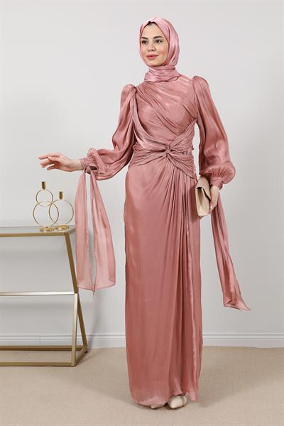 Tasarım Tül Abiye - Pudra