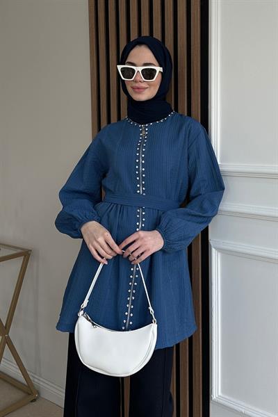 Taşlı Tunik - MAVİ