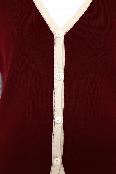 Triko Şeritli Yelek - Bordo