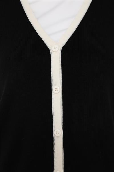 Triko Şeritli Yelek - Siyah