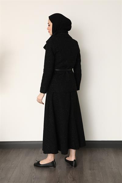 Tüvit Ceket Etekli Takım - Siyah