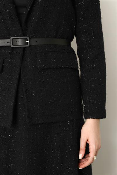 Tüvit Ceket Etekli Takım - Siyah