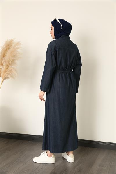 Uzun Kot Elbise - Lacivert