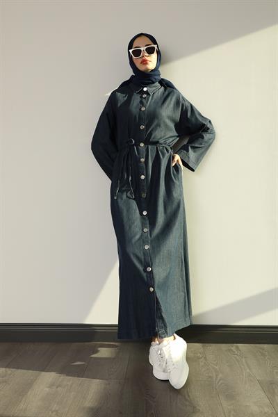 Uzun Kot Elbise - Lacivert