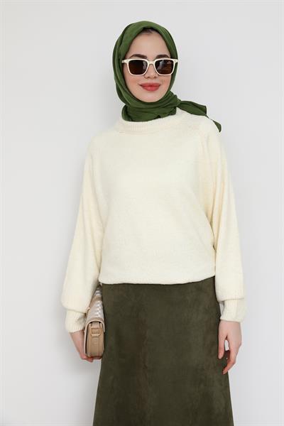 Uzun Triko Kazak - Krem