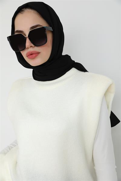 Vatkalı Süveter - Beyaz