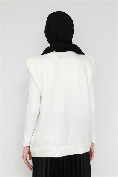 Vatkalı Süveter - Beyaz