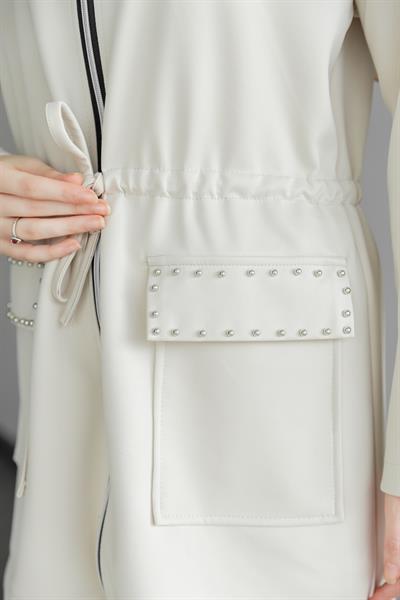 Zımbalı Eşofman Takımı - Krem