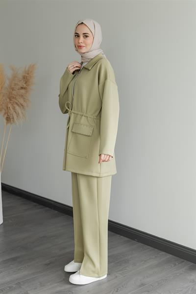 Zımbalı Eşofman Takımı - Mint Yeşil