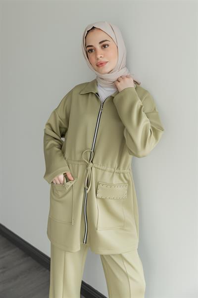 Zımbalı Eşofman Takımı - Mint Yeşil