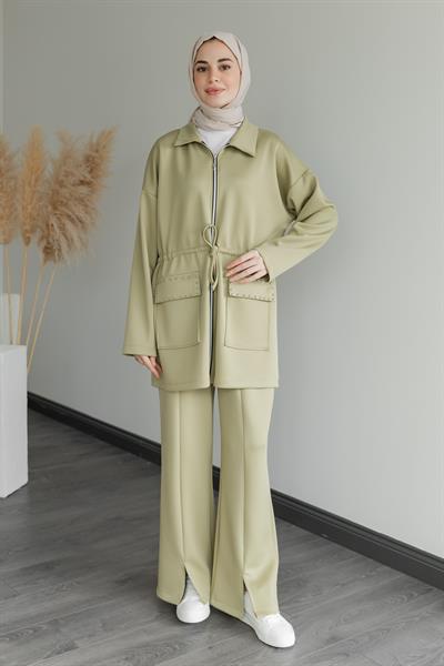 Zımbalı Eşofman Takımı - Mint Yeşil