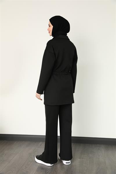 Zımbalı Eşofman Takımı - Siyah