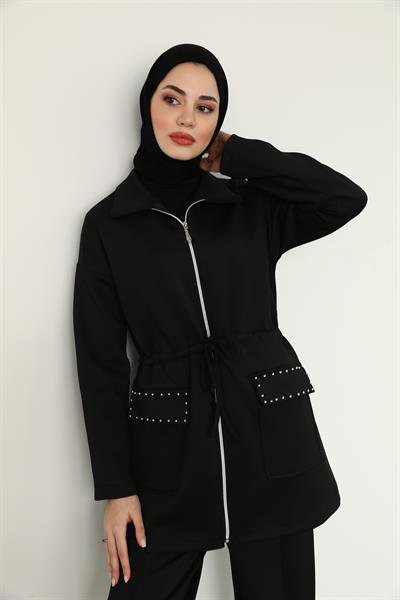 Zımbalı Eşofman Takımı - Siyah