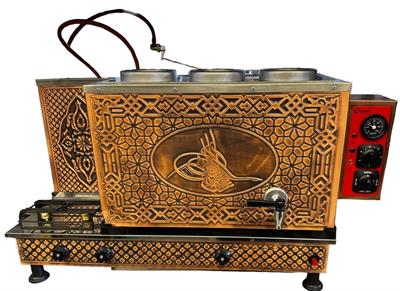 Demsu 3 Demlikli Antik Bakır Osmanlı Tuğrası Elektrik + Gazlı Full Otomatik Çay Kazanı