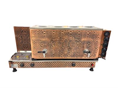 Demsu 4 Demlikli Antik Bakır Meşale Desen Elektrik + Gazlı Full Otomatik Çay Kazanı