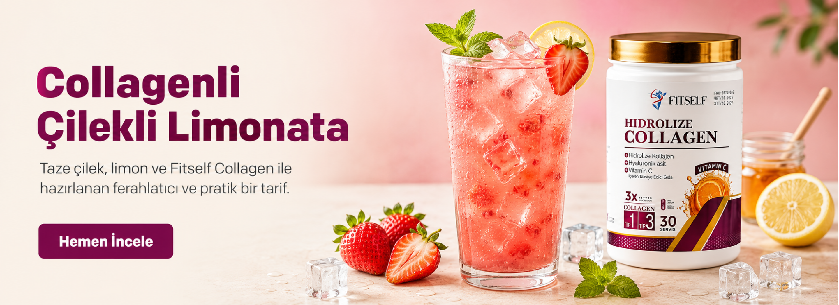 Collagenli Çilekli Limonata